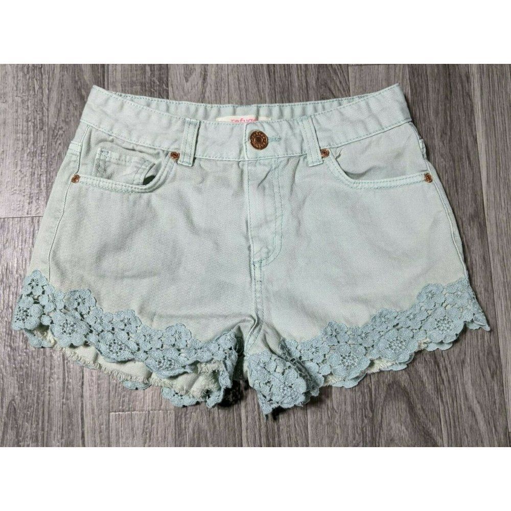 (3/$27) Refuge Sea Green Cotton‎ Lace Fringe Shorts